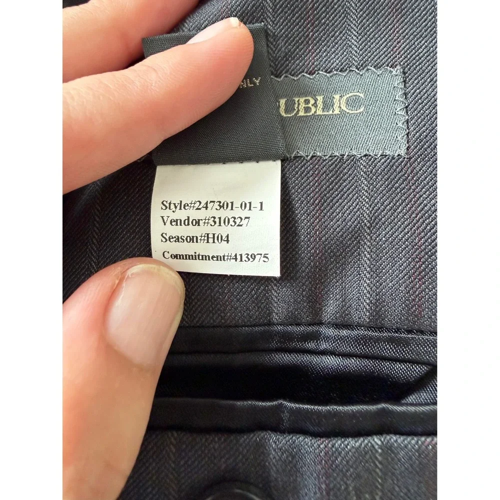 Banana Republic Men's 44L Black Pinstripe Wool Blend Sport Coat Blazer Long